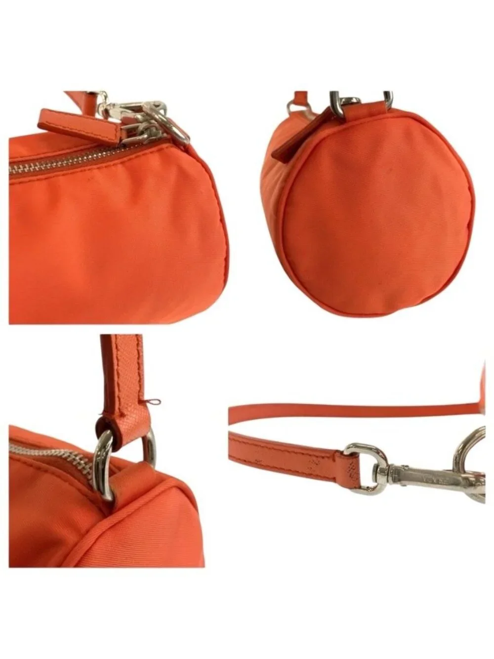 Prada Tessuto Orange Silver Nylon Handbag Pouch